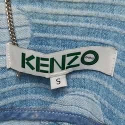 Pre Owned Kenzo Blue Jacquard Denim Button Front Jacket S