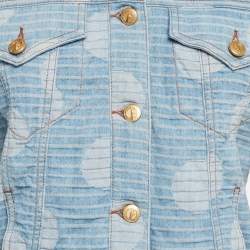 Pre Owned Kenzo Blue Jacquard Denim Button Front Jacket S