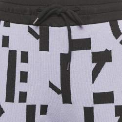 Pre Owned Kenzo Lavender Logo Jacquard Knit Trousers L
