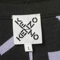 Pre Owned Kenzo Lavender Logo Jacquard Knit Trousers L