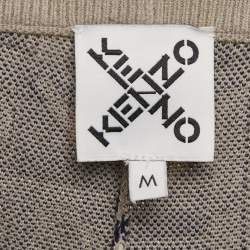 Pre Owned Kenzo Grey Logo Jacquard Knit Jogger Pants M
