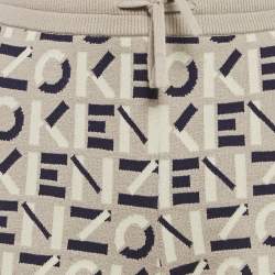 Pre Owned Kenzo Grey Logo Jacquard Knit Jogger Pants M