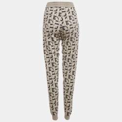 Pre Owned Kenzo Grey Logo Jacquard Knit Jogger Pants M