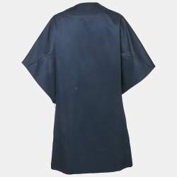 Pre Owned Kenzo Navy Blue Synthetic Crossover Cape Jacket S