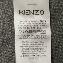 Pre Owned Kenzo Grey Rib Knit Sleeveless Hooded Top M