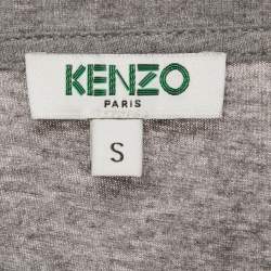 Pre Owned Kenzo Grey Printed Cotton Knit Sleeveless Top S