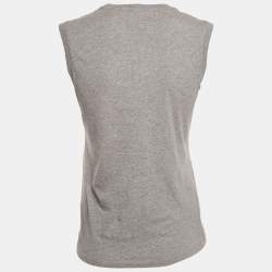 Pre Owned Kenzo Grey Printed Cotton Knit Sleeveless Top S