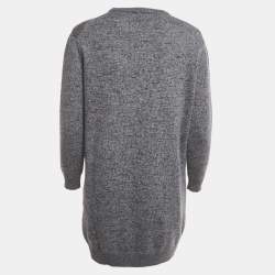 Pre Owned Kenzo Blue Eye Intarsia Wool Knit Mini Sweater Dress S