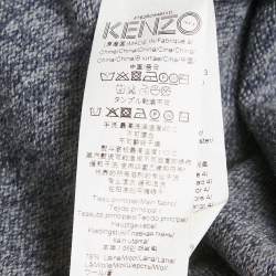 Pre Owned Kenzo Blue Eye Intarsia Wool Knit Mini Sweater Dress S
