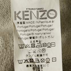 Pre Owned Kenzo Grey Cotton Knit V-Neck Sweatshirt Dress L
