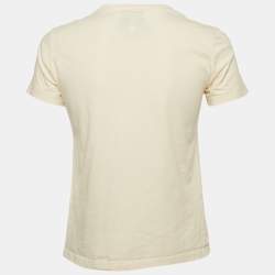 Pre Owned Kenzo Cream Flock Tiger Print Cotton Crewneck T-shirt S