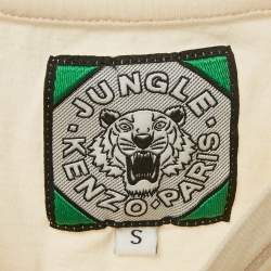 Pre Owned Kenzo Cream Flock Tiger Print Cotton Crewneck T-shirt S