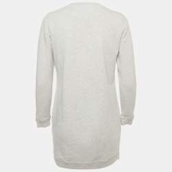 Pre Owned Kenzo Grey Evil Eye Embroidered Cotton Knit Long Sweatshirt S