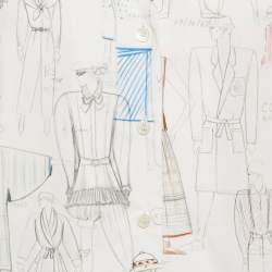 Pre Owned Kenzo White Sketch Print Cotton Boxy Shirt M