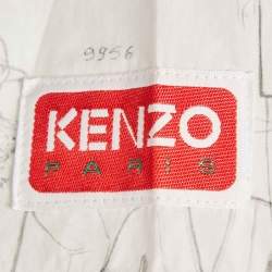 Pre Owned Kenzo White Sketch Print Cotton Boxy Shirt M
