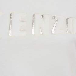 Pre Owned Kenzo White Embossed Logo Cotton Crewneck T-Shirt S