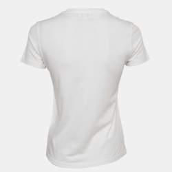 Pre Owned Kenzo White Embossed Logo Cotton Crewneck T-Shirt S