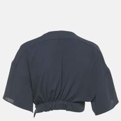 Pre Owned Kenzo Blue Chiffon Crop Top L