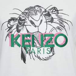 Pre Owned Kenzo x Disney White Embroidered Jersey T-Shirt XS
