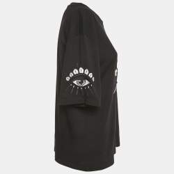 Pre Owned Kenzo Black Eye Embroidered Cotton Crewneck T-shirt L