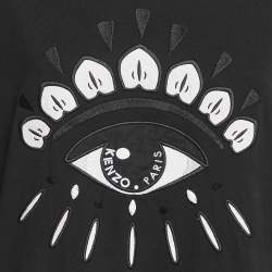 Pre Owned Kenzo Black Eye Embroidered Cotton Crewneck T-shirt L