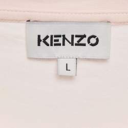 Pre Owned Kenzo Pink Tiger Print Jersey Crewneck T-Shirt L