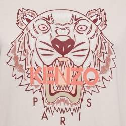 Pre Owned Kenzo Pink Tiger Print Jersey Crewneck T-Shirt L
