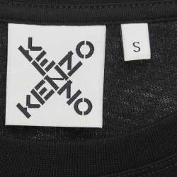 Pre Owned Kenzo Black Logo Print Jersey Crewneck T-Shirt S