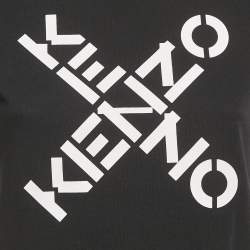 Pre Owned Kenzo Black Logo Print Jersey Crewneck T-Shirt S