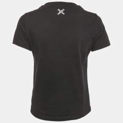 Pre Owned Kenzo Black Logo Print Jersey Crewneck T-Shirt S