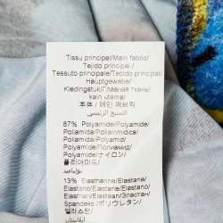 Pre Owned Kenzo Blue Floral Printed Velvet Ruched Midi Skirt M