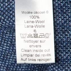 Pre Owned Kenzo Blue Tiger Embroidered Wool Crew Neck Sweater M