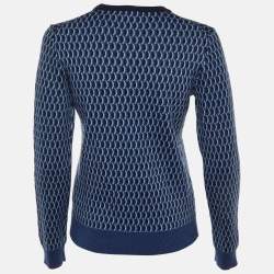 Pre Owned Kenzo Blue Tiger Embroidered Wool Crew Neck Sweater M