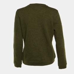 Pre Owned Kenzo Green Melange Cotton Tiger Embroidered Sweatshirt L