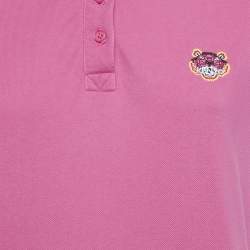 Pre Owned Kenzo Pink Logo Embroidered Cotton Polo T-Shirt S