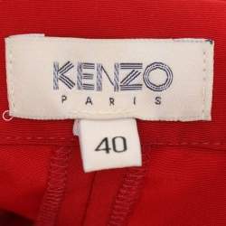 Pre Owned Kenzo Red Satin Culottes Trousers M
