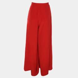 Pre Owned Kenzo Red Satin Culottes Trousers M