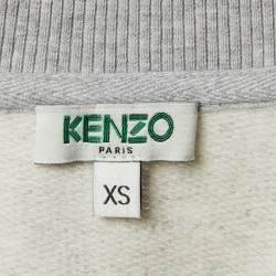 Pre Owned Kenzo Grey Cotton Jersey V-Neck Sweatshirt Dress XS
