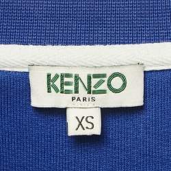 Pre Owned Kenzo Blue Logo Embroidery Cotton Crew Neck Sweatshirt XS