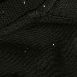 Pre Owned Kenzo Black Logo Lurex Embroidery Cotton Zip Detail Sweatshirt S