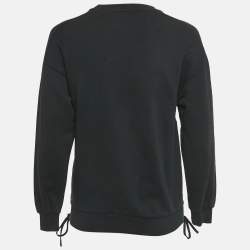 Pre Owned Kenzo Black Logo Lurex Embroidery Cotton Zip Detail Sweatshirt S