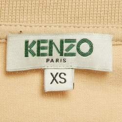 Pre Owned Kenzo Beige Tiger Embroidered Cotton T-Shirt XS