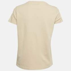 Pre Owned Kenzo Beige Tiger Embroidered Cotton T-Shirt XS