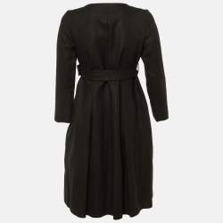 Pre Owned Kenzo Defile Black Paper & Cotton Belted Coat S