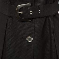 Pre Owned Kenzo Defile Black Paper & Cotton Belted Coat S