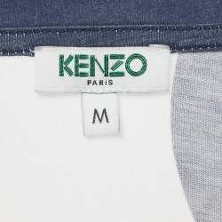 Pre Owned Kenzo White Printed Cotton Blend T-Shirt M
