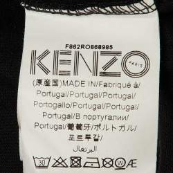 Pre Owned Kenzo Black Print Logo Cotton T-Shirt Dress S