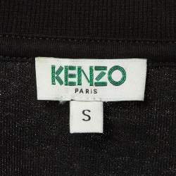 Pre Owned Kenzo Black Print Logo Cotton T-Shirt Dress S