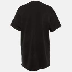 Pre Owned Kenzo Black Print Logo Cotton T-Shirt Dress S