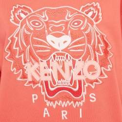 مملوكة مسبقًا Kenzo Pink Tiger Logo Embroidered Cotton Sweatshirt L  